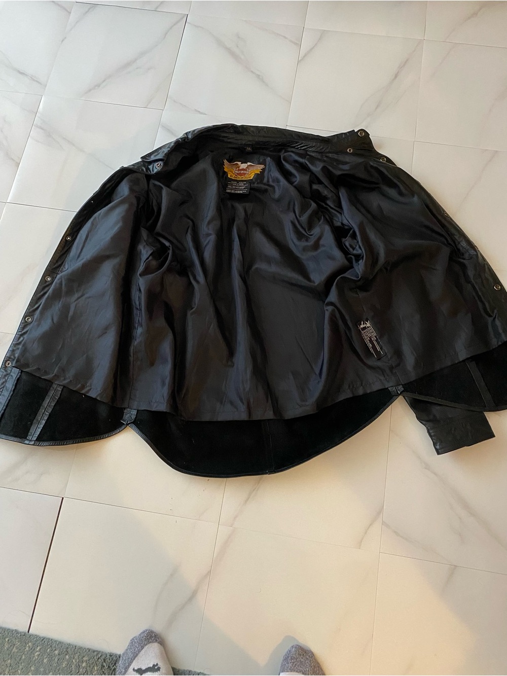 Vintage 2003 Harley Davidson Mens Black Leather Button-Up Jacket - Picture 6 of 7